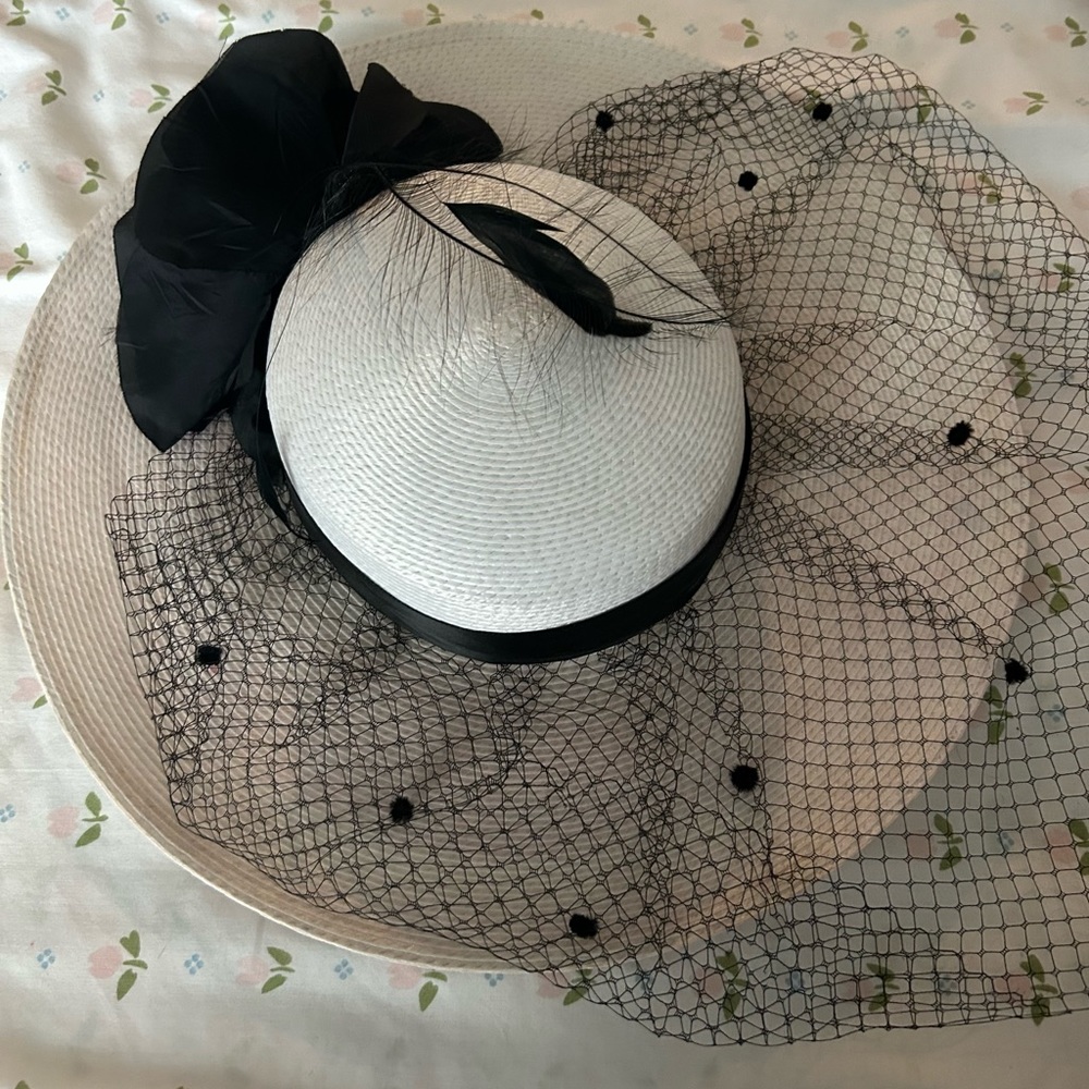 Vintage pink Easterhat veiled Mr. Charles black bow